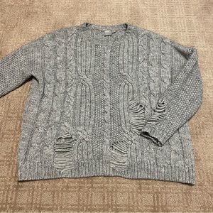 {ASOS} Crew Neck Distressed Sweater | Grey ~ Size 8